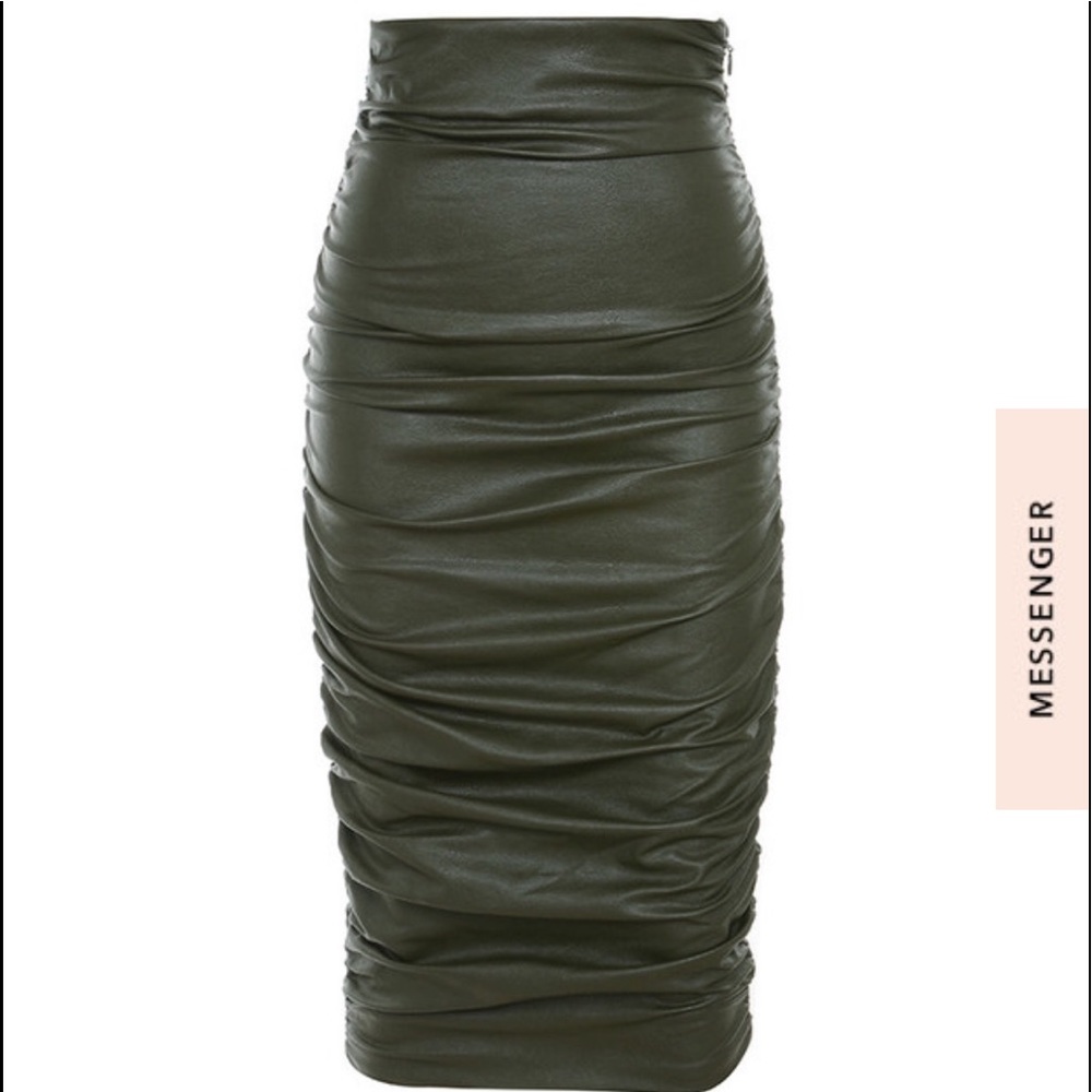 House of Cb Green Vegan Leather Skirt XSMALL - Picture 6 of 8